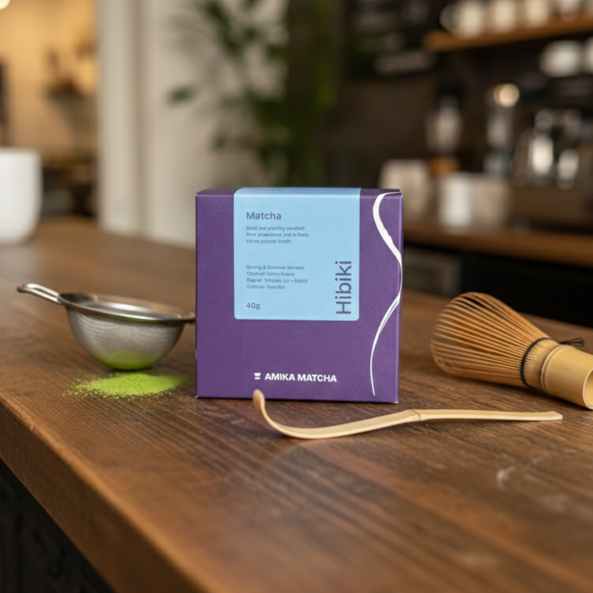 amika matcha hibiki 40g auf tresen